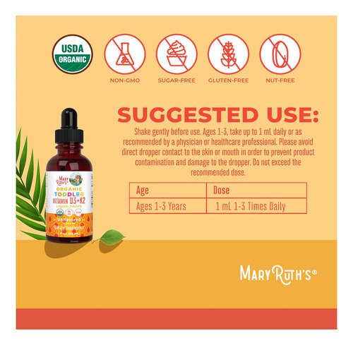 Mary Ruth´s Vitamina D3+k2 Líquida Para Niños 30 Ml