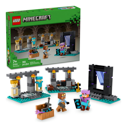 LEGO® Minecraft® La Armería juguete de construcción, set de aventuras y forja de armas con minifigura de Alex para niños y niñas de 7 años en adelante 21252