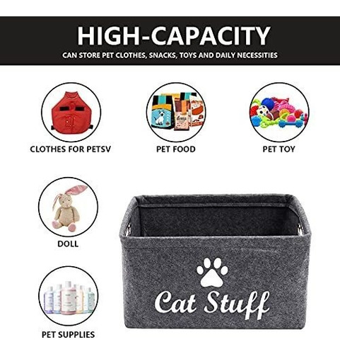 Imagen 4 de 5 de Cesta De Almacenamiento De Suministros Para Mascotas Gatos