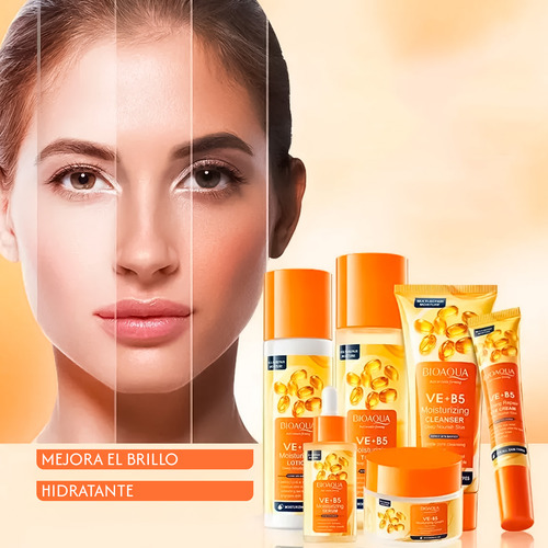 Bioaqua Set 5 Piezas Decuida Facial Con Vitamina E Y B5 Rutina Hidratante Completa Tónico Limpiador Loción Y Crema Facial