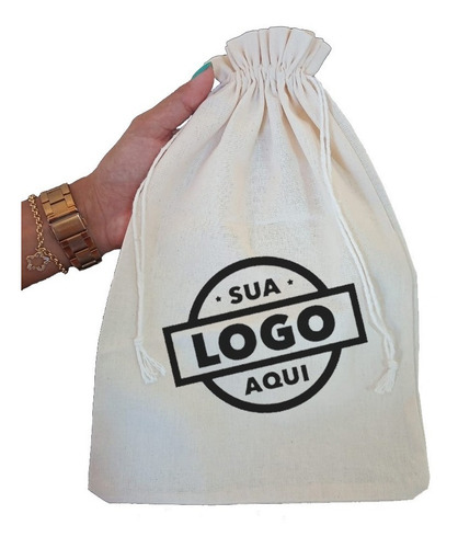 Saquinho De Algodão Cru Personaizado Gg 100 Un.