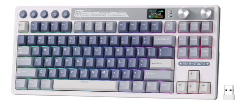 Teclado Mecanico Royal Kludge Rkm87 75% Sem Fio Switch Cream Prateado Inglês Internacional Ocean Blue