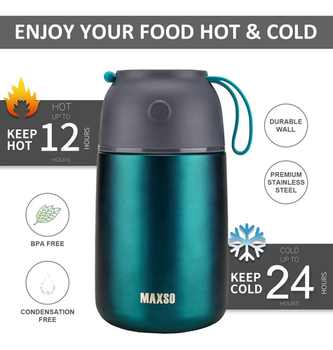 Termo Itslife Food, 0.7 L And 0.5 L, Dark Green, Pack Of