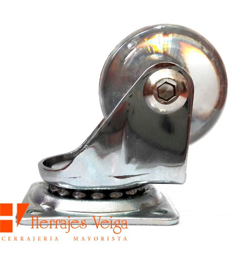 Imagen 4 de 10 de Rueda Silicona Transparente Bz Chica 50mm Con Base Mueble