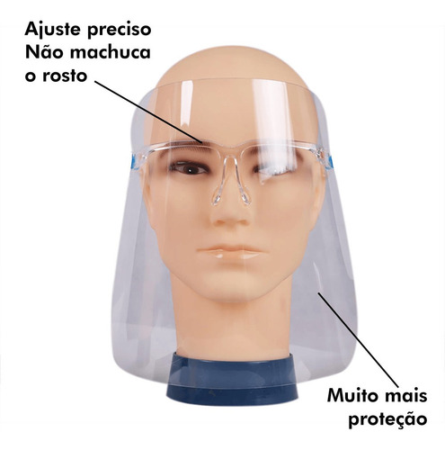 Protetor Facial Face Shield Com Óculos Anti Respingo Confort