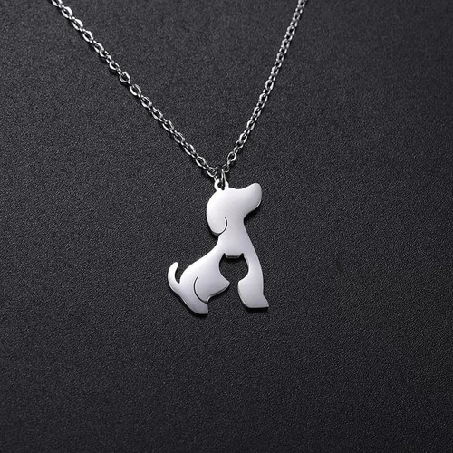 Collar Mujer Dije Gato Perro Mini Acero Inoxidable Plata