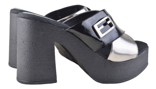 Imagen 3 de 8 de Zuecos Sandalias Taco Alto De Cuero De Mujer Linx - Ferraro
