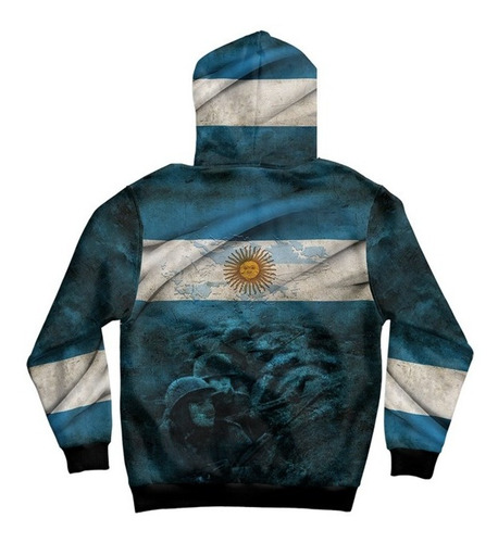 Imagen 2 de 2 de Buzo Hoodie Homenaje Malvinas Argentinas Mod 1