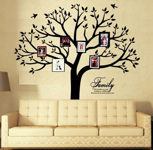 Vinilo Decorativo Pared  Arbol Con Marcos Para Fotos