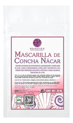Mascarilla Concha Nácar | 30 G. Todo Tipo De Piel