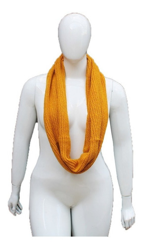 Kit de 2 bufandas de lana tejidas con cuello cerrado y cuello largo para mujer en color ocre, talla única