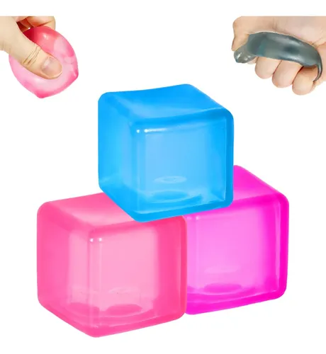 Pack De 4 Bolas Antiestrés De Hielo Con Purpurina – Juguetes Sensoriales Para Aliviar Estrés (Morado, Azul, Rosa, Amarillo)