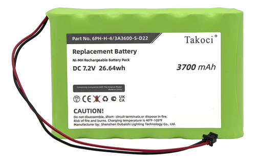 Takoci Batería De Repuesto Para 6ph-h-4/3a-s-d22 Adt Impas.