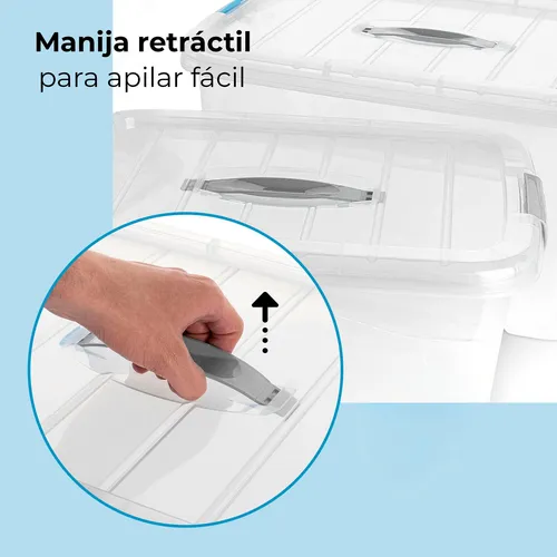 4 Cajas Organizadoras Plásticas Transparentes Grandes Tapa 1