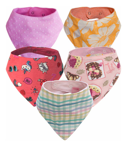 Babero Bandana Algodón E Impermeable Tricapa X 5 Unidades Color Nena Talle S (6 Meses A 1 Año)