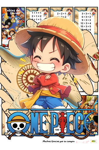 Kit Imprimible Tabla De Dividir Luffy One Piece Editable