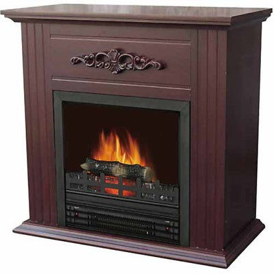 Chimenea Eléctrica Calentador Acabado Castaño