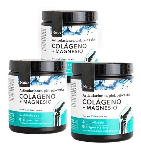 Colageno Marino + Magnesio X 250gr - Natier - Combo X 3 Unid