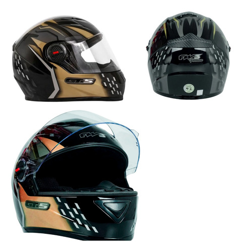 Capacete De Moto Gt5 Fechado Preto Com Grafite 56 58 60