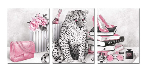 Glam Fashion Picture Pink Blush Wall Art Leopard Books ...