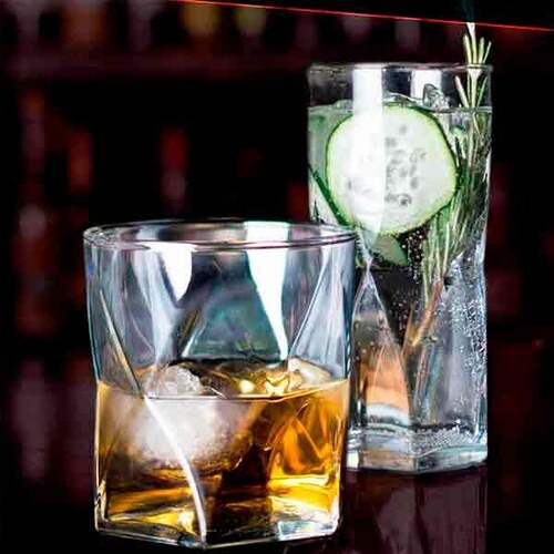 Set Vasos Vidrio Dof Rombus Whisky 4 De 465ml Y 4 De 352ml