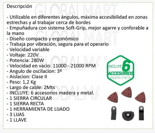 Multiuso Oscilante Salkor 280w Velocidad Variable Accesorios