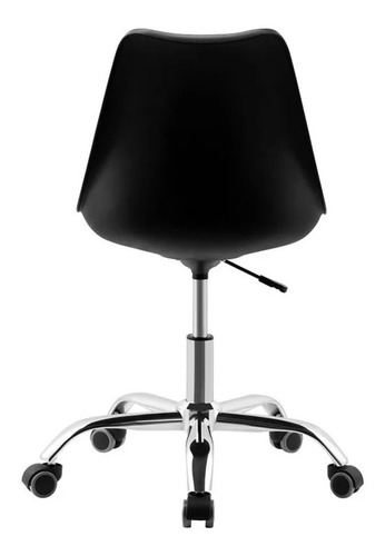 Imagen 4 de 9 de Silla De Escritorio Tulip Giratoria Blanca Y Cromada Ruedas