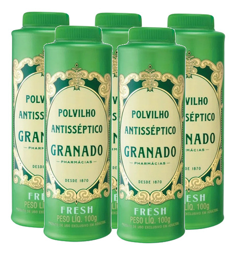 5 Talco Polvilho Antisséptico Para Os Pés Granado Fresh 100g