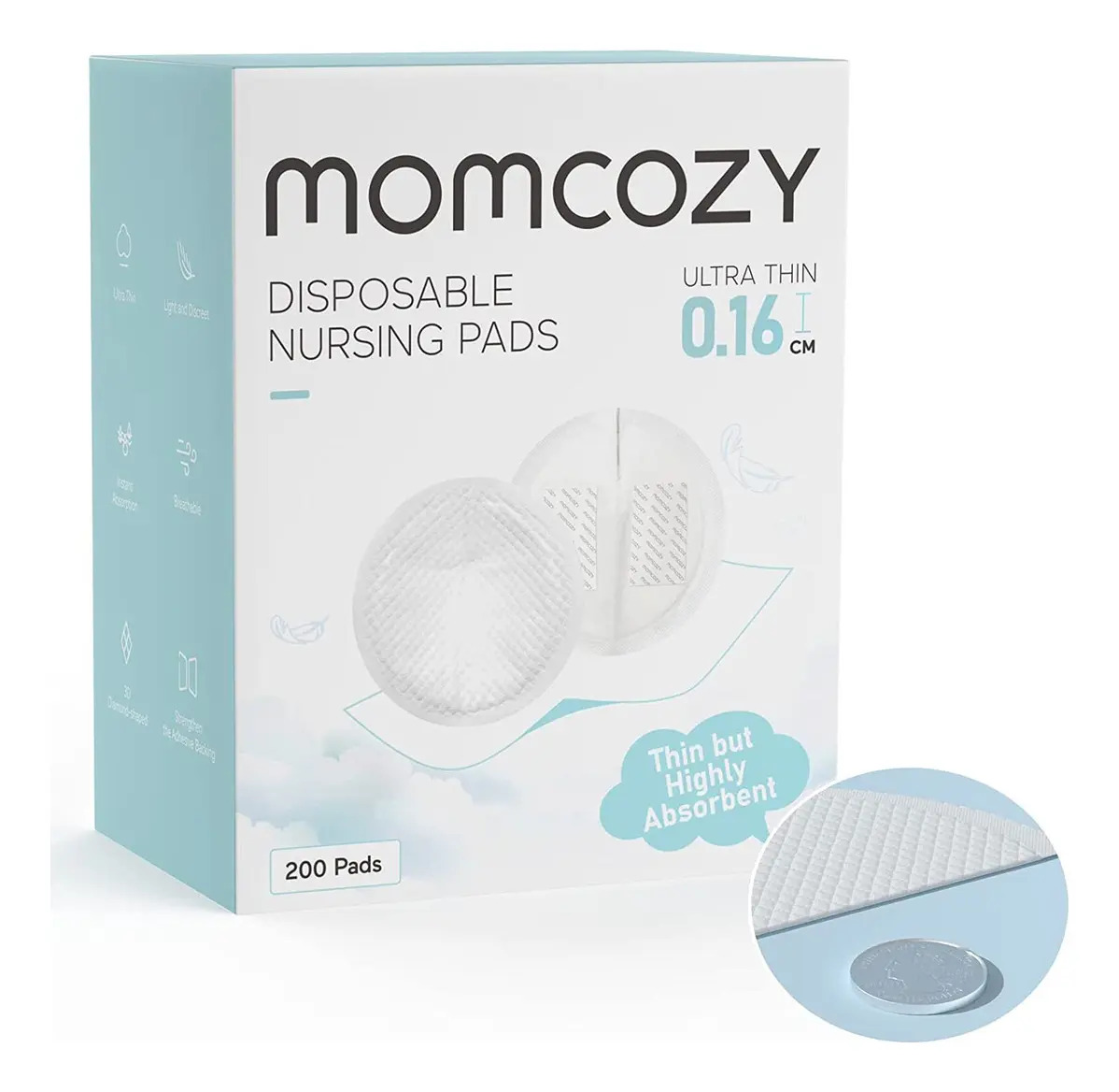 Protectores Mamarios Momcozy Ultradelgados, 200 Unidades
