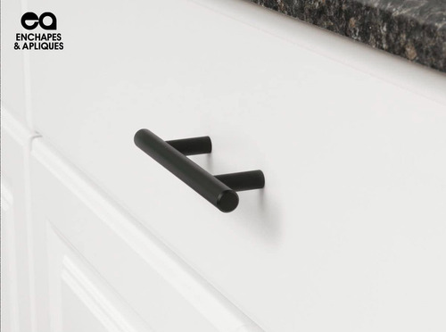 Imagen 5 de 5 de Manija Tubular Negra 96mm Inox X 6 Unidades