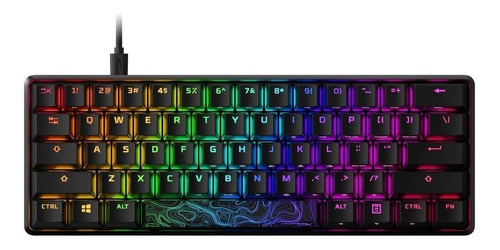 Imagen 5 de 6 de Teclado gamer HyperX Alloy Origins 60 QWERTY HyperX Lineal Aqua inglés US color negro con luz RGB