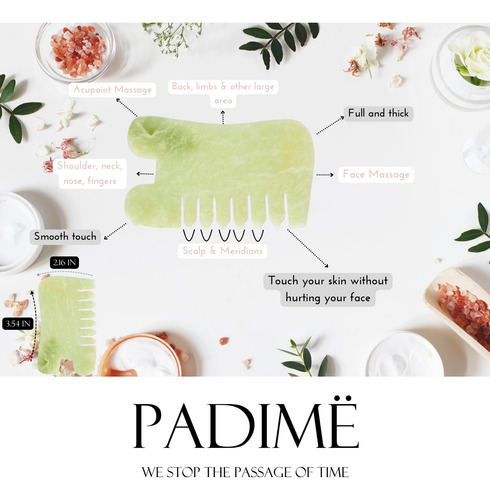 Set De Masaje Padimë 2 En 1 Gua Sha Stone Facial + Jade Pein