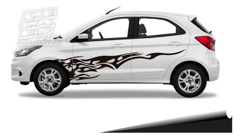 Calco Ford Ka 2016 - 2022 5 Puertas Tattoo Flame Juego 