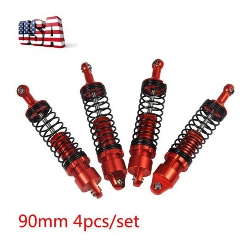 4pcs/set 90mm Ajustable Amortiguador Rojo 1/10 Rc Trx-4 Wrai