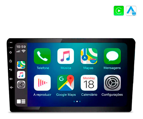 Multimídia Mp5 Rs908br Prime Apple Carplay Tela 9 Polegadas
