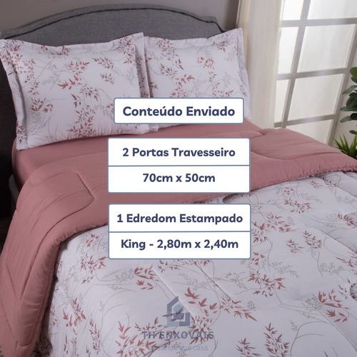 Kit Edredom King Dupla Face Estampado 400 Fios Fofinho Macio