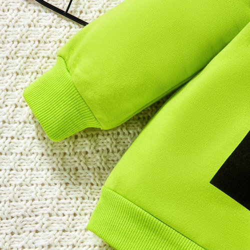 Conjunto Niño 9m-6a: Sudadera Estampada Y Pantalón Casual Verde Limón 3-4 A