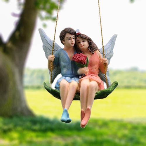 Imagen 4 de 10 de Pareja De Figuras De Jardín En Miniatura De Hadas Románticas