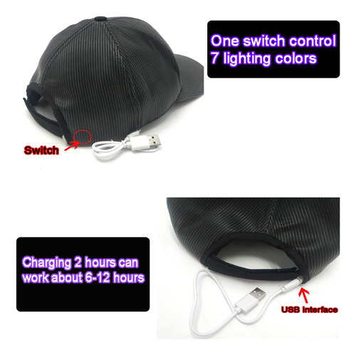 Sombrero Led Luminoso De Fibra Navideña De Halloween Que Cam