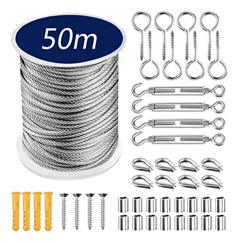 Kit De Cuerdas De Suspensión De Acero Inoxidable De 50 M