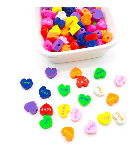 110 Piezas Amor Heart Polymer Beads Beads Spacer Beads Heart