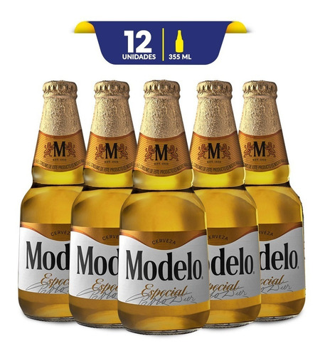 Cerveza Clara Modelo Especial, 12 Botellas 355ml C/u