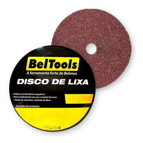 Kit C/ 25 Disco Lixa Ferro 4.1/2x7x8 G100 Beltools 