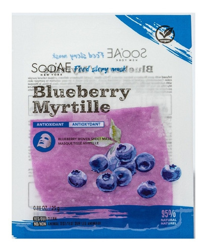 Mascarilla Blueberry Myrtille Antioxidante Vegan Tipo de piel Seca
