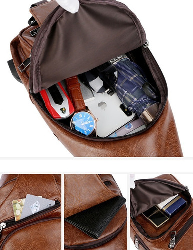 Bolso Bandolera De Piel Comusb Mochila Cartero.