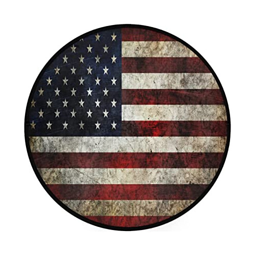 Alfombra Redonda Patriótica De Bandera Estadounidense,...