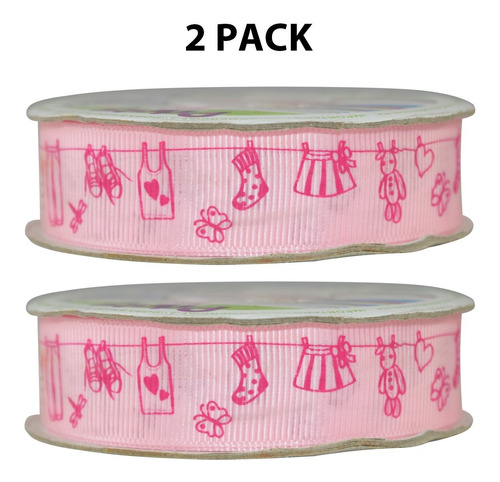 Imagen 1 de 3 de Listón Popotillo Estampado Baby Shower,2 Piezas,bt-061