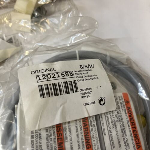 Dishwasher Power Cord Set 12021689, 12021688 And 120217 Ccm