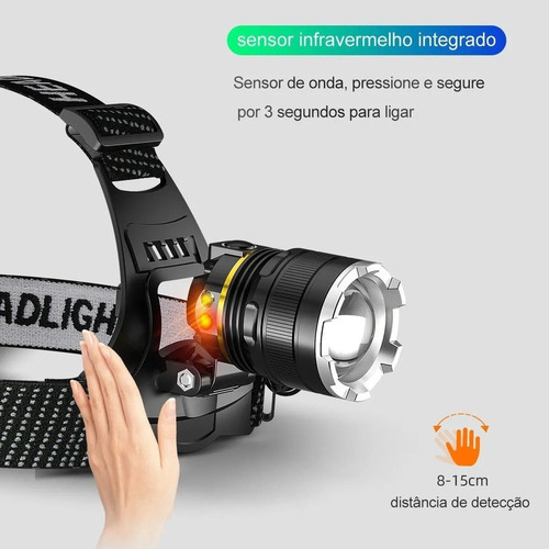 Lanterna De Cabeca Prova Dagua Farol De Cabeça Potente Forte