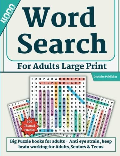 Book : 4000 Word Search For Adults Large Print (200 Themed.